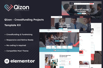 Qizon - Crowdfunding Projects Elementor Template Kit