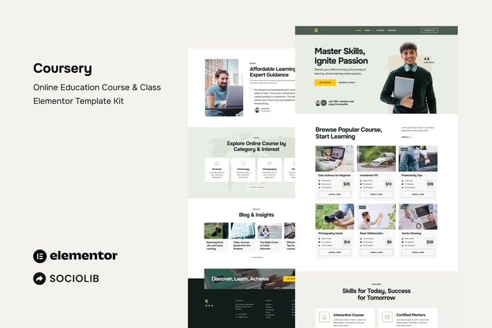 Coursery - Online Education Course & Class Elementor Template Kit