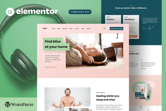 Suki - Meditation Channel Elementor Template Kit