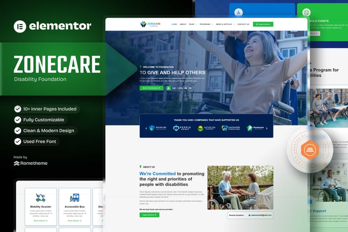 Zonecare - Disability Foundation Elementor Template Kit