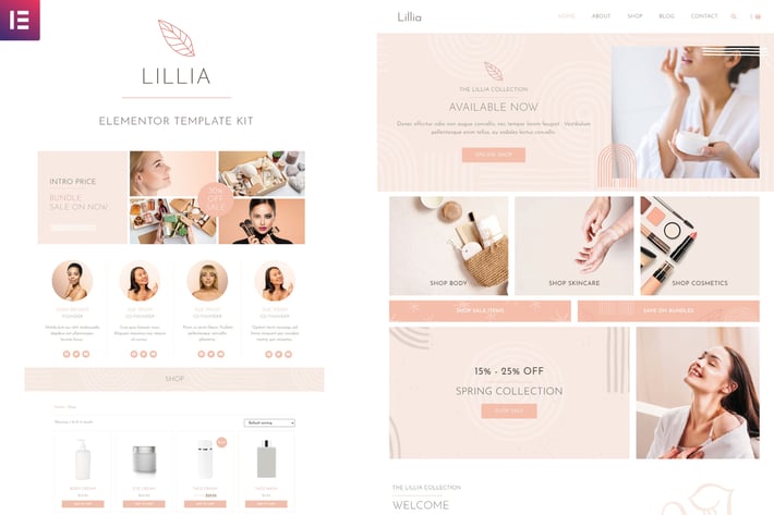 Lillia - Beauty & Skincare Elementor Template Kit