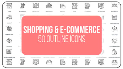 Shopping And Ecommerce - 50 Thin Line Icons