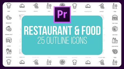 Restaurant And Food - Thin Line Icons (MOGRT)