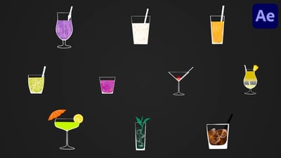 Cocktail Animated Stickers for After Effects