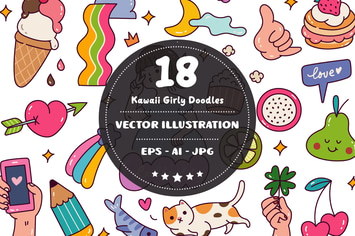 Kawaii Girly Doodles Vector