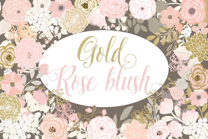 Vector Gold Rose Blush floral elements