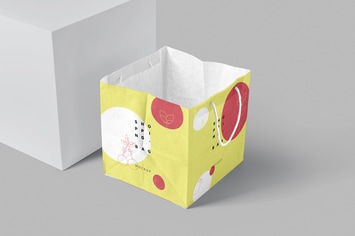 Square Kraft Paper Shopping Bag Mockups
