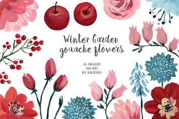 Winter garden, gouashe flowers