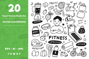 Kawaii Exercise Doodle Set