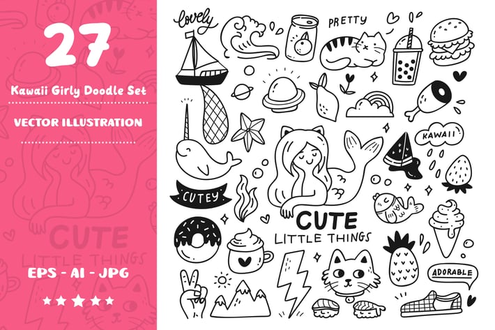 Kawaii Girly Doodle Set
