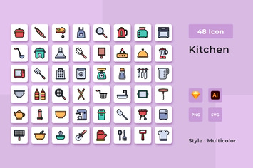 Cooking Multicolor Style Icon Pack