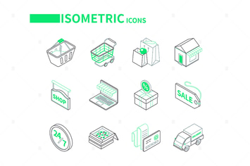 Online Shopping and Delivery - Isometric Icons