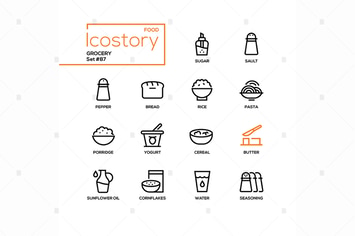Grocery - modern line design style icons set