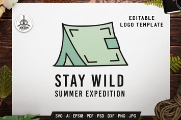 Camping Tent Label Template. Stay Wild Emblem