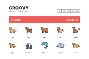 100 Animals Line Icons