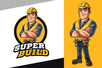 Contractor - Construction Worker Mascot Logo