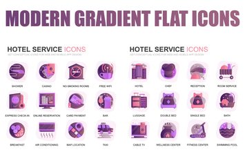 Modern Set Gradient Flat Icons
