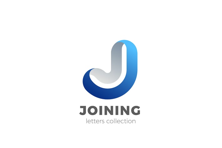 Letter J Logo design 3D Ribbon style