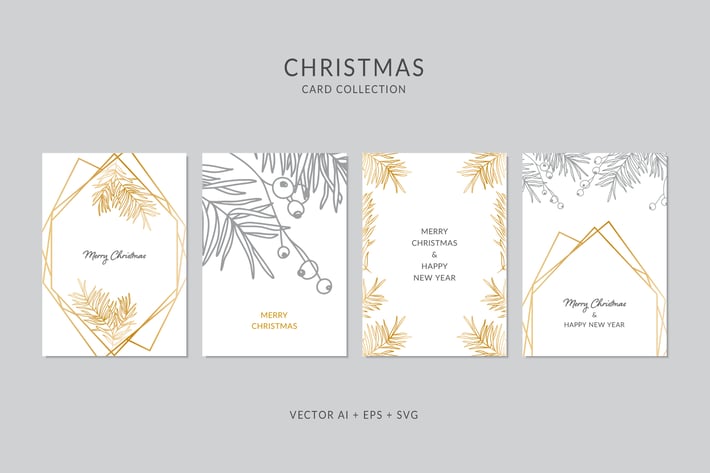 Christmas Greeting Card Vector Set