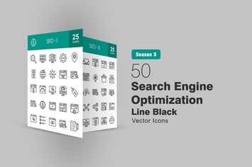 50 Search Engine Optimization Line Icons