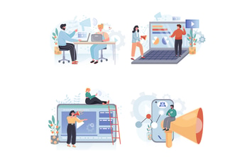 Digital Marketing Concept Scenes Set