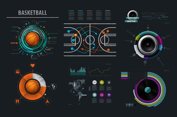 Vector infographics element with basketball Ball