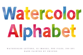 Watercolor Alphabet, happy rainbow colors