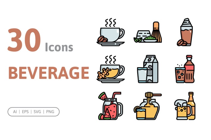 30 Beverage Icons