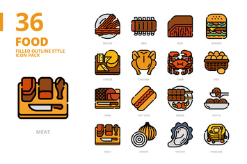Foods Filled Outline Style Icon Set
