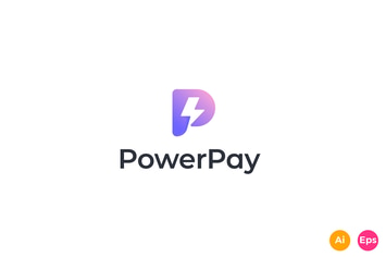 Power Pay - App, Thunder, Letter P, Logo Template