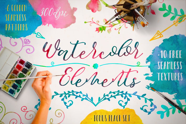 Watercolor Elements + Free Textures