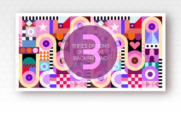 3 Seamless Festive Vector Backgrounds
