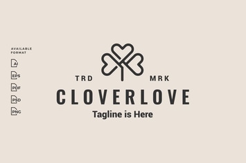 Clover Love Shamrock Hipster Logo