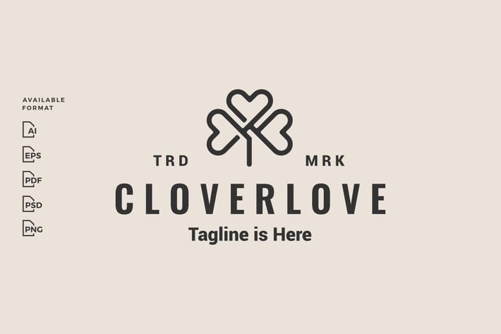 Clover Love Shamrock Hipster Logo
