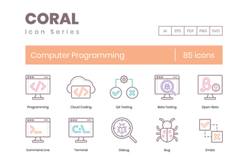 85 Computer Programming Line Icons