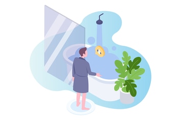 Smart Bath 2 Voice Control Isometric Illustration