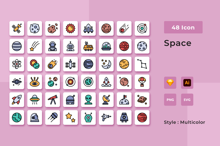 Space Multicolor Style Icon Pack