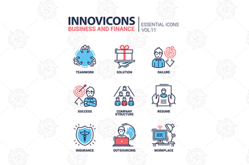 Business and finance line design icons set