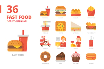 Fast food Flat Style Icon Set