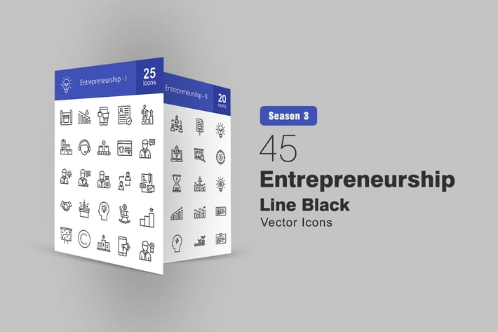 45 Entrepreneurship Line Icons
