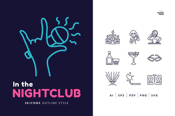 36 In the Nightclub Icons Outline Style