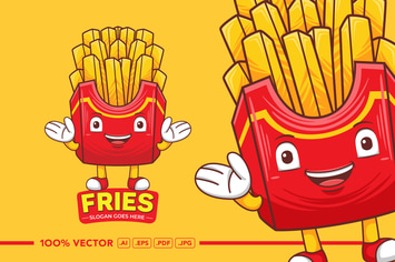 French Fries Mascot Logo Vector
