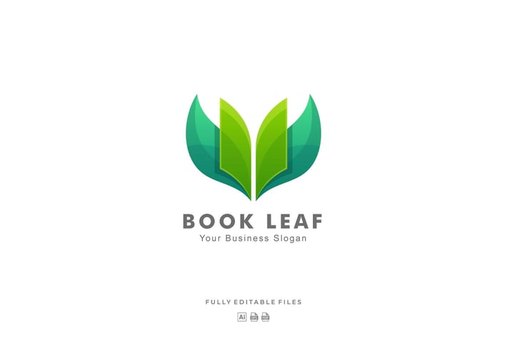 Leaf and Book Colorful Logo