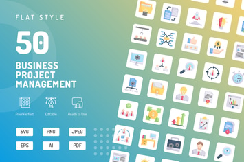 Business Project Management Flat Icons