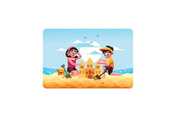 Children Building a Sand Castle on Beach