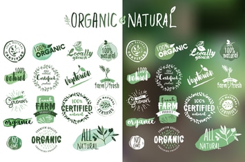 Organic products stickers and badges