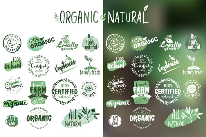 Organic products stickers and badges