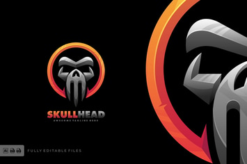 Skull Head Bold Logo Template