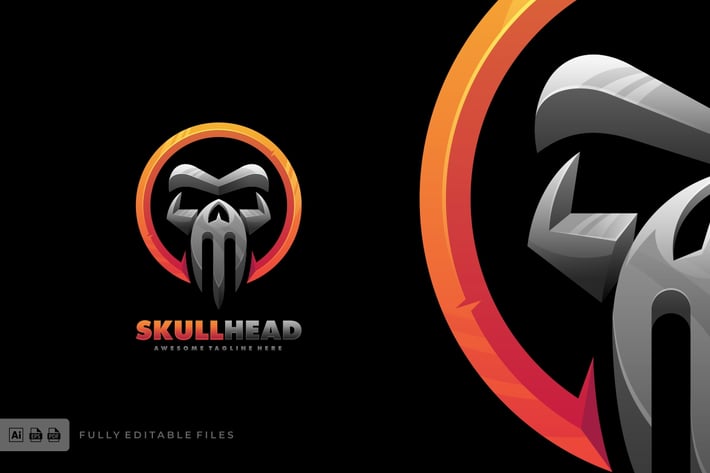 Skull Head Bold Logo Template