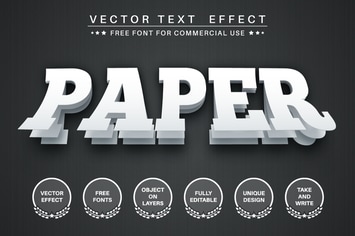 Glued paper - editable text effect,  font style